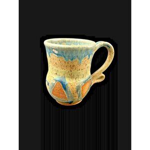 Vintage Hand Thrown & Painted Stoneware Art Pottery Mug Cup Signed, 1986 OOAK